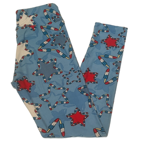 LuLaRoe Blue Star Patterned one Size Leggings